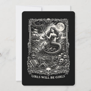 Girl Will Be Girls Female Mytical Mermaid Siren Fu Invitation