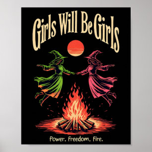 Girl Will Witch Be Girls Feminist Halloween Witch Poster