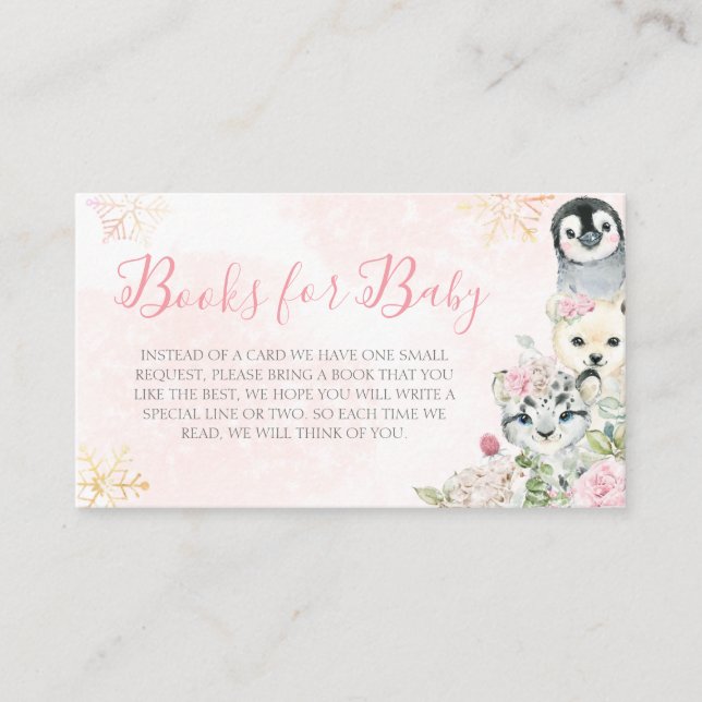 Girl Winter Arctic Animals Books for Baby Enclosure Card (Front)