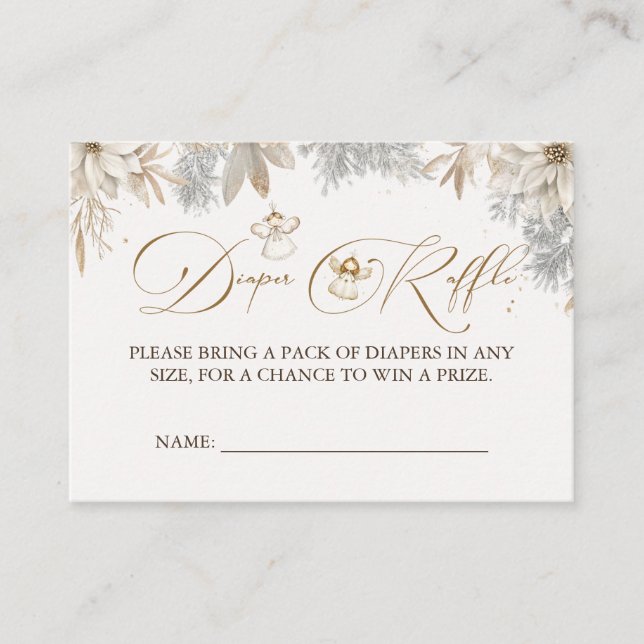 Girl Winter Diaper Raffle Baby Baby Shower Enclosure Card (Front)