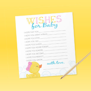 Girl Wishes for Baby Rubber Duck Baby Advice Notepad