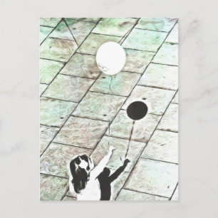 Girl with a balloon postcard
