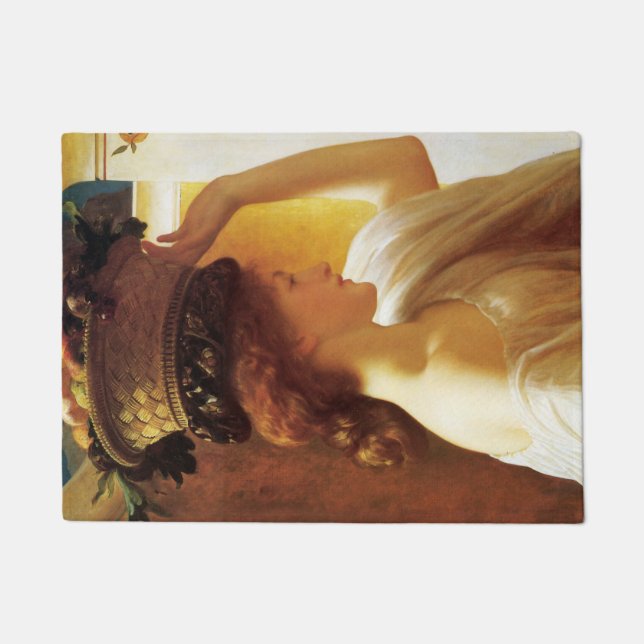 Girl With a Basket of Fruit (by Frederic Leighton) Doormat (Front)
