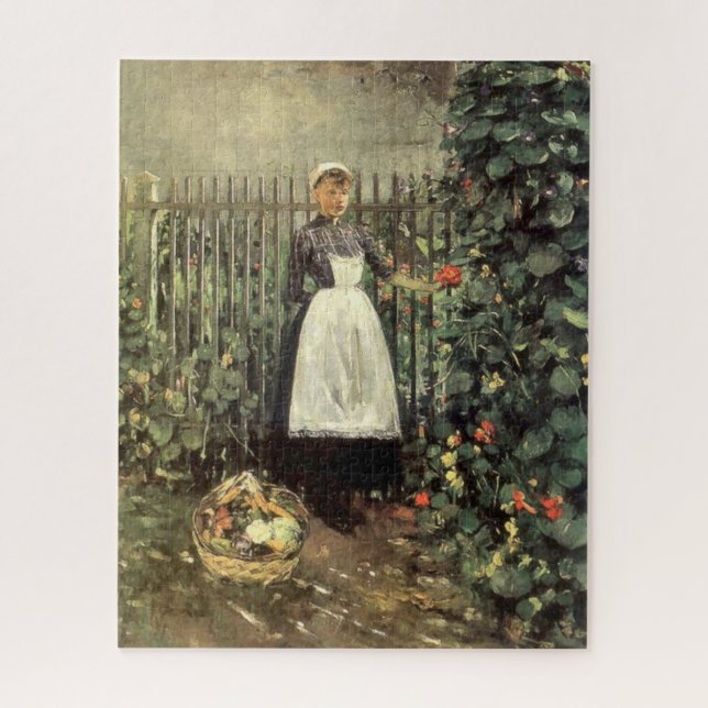 Girl With a Basket of Vegetables in a Garden Jigsaw Puzzle (Vertical)