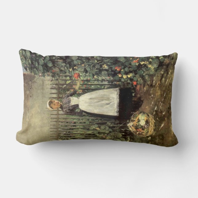 Girl With a Basket of Vegetables in a Garden Lumbar Cushion (Front)
