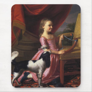 Girl with a Bird and a Dog (John Singleton Copley) Mouse Mat