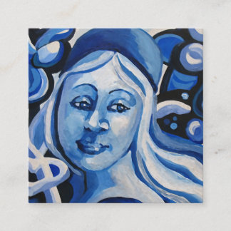 Girl with a blue hat calling card