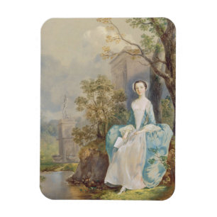 Girl with a Book Seated in a Park, c.1750 (oil on Magnet