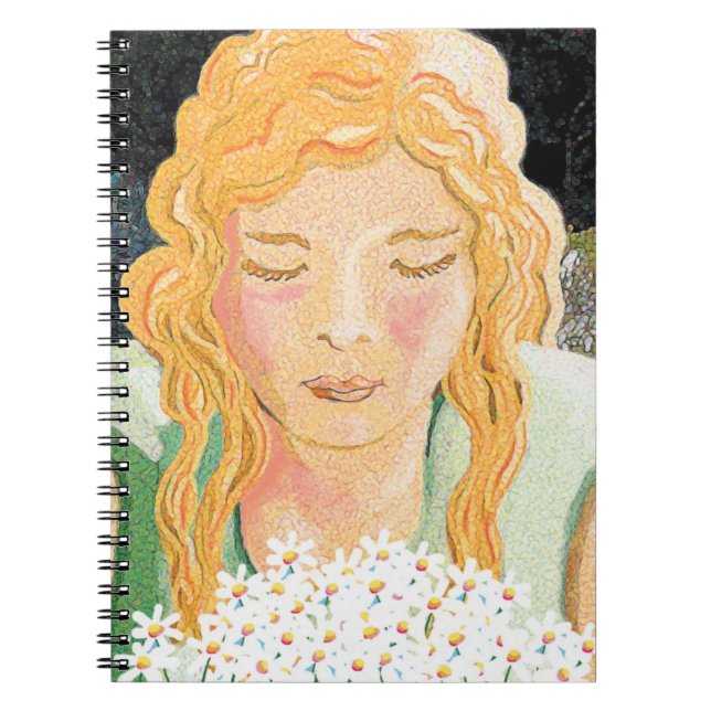girl with a bunch of daisies notebook (Front)