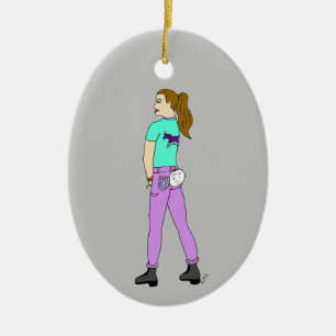 girl with a bunny tail ceramic tree decoration