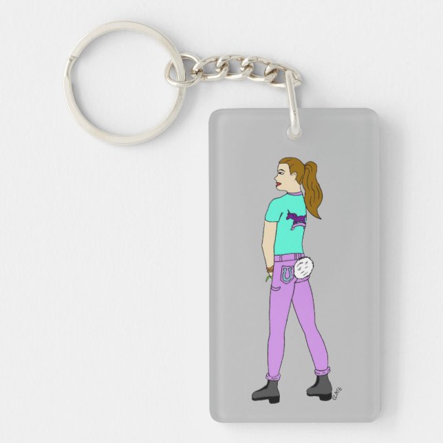 girl with a bunny tail   key ring (Front)