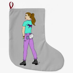 girl with a bunny tail   large christmas stocking