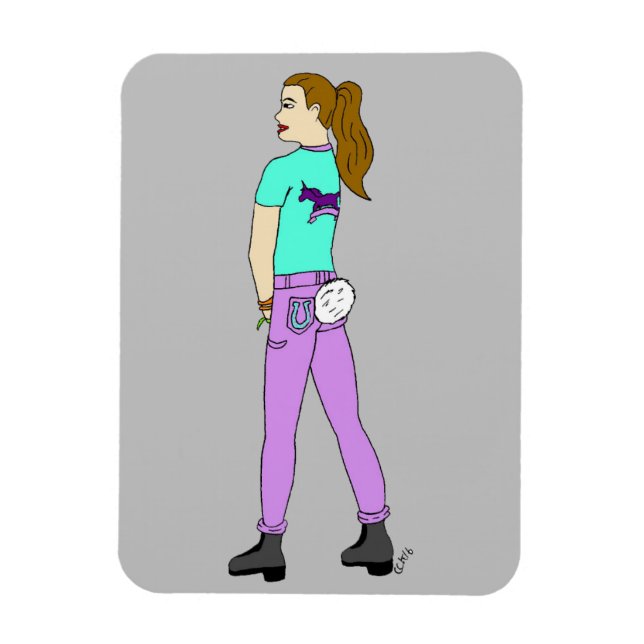 girl with a bunny tail   magnet (Vertical)