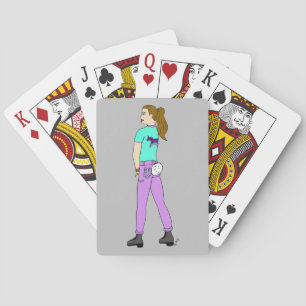 girl with a bunny tail playing cards