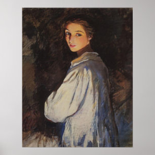Girl with a candle Self portrait Poster