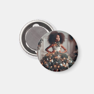 Girl with a Christmas tree dress Magnet