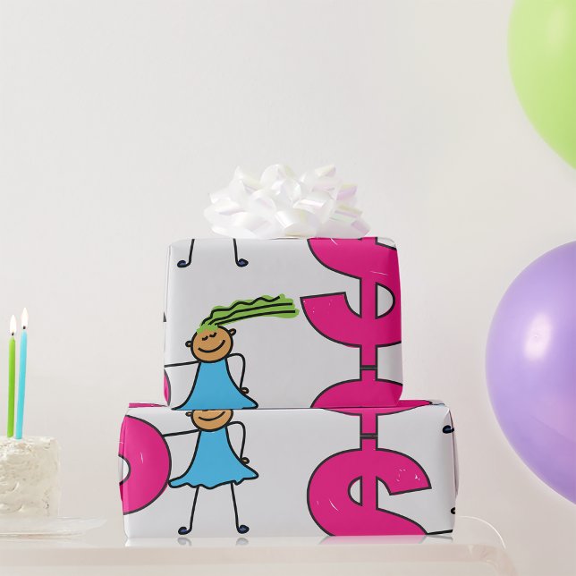 Girl With A Dollar Sign Wrapping Paper (Creator Uploaded)