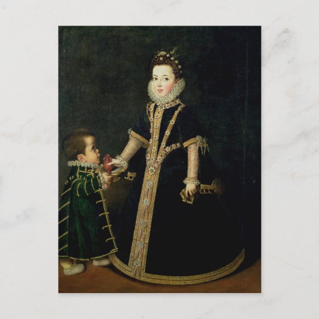 Girl with a dwarf, thought to be a portrait postcard (Front)