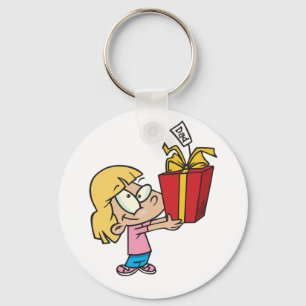 Girl With a Fathers Day Gift Keychain
