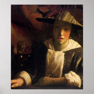 Girl with a flute by Johannes Vermeer Poster