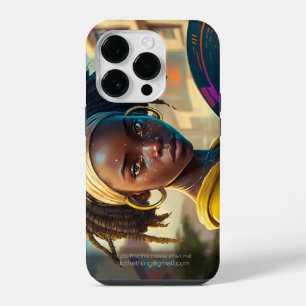 Girl With a Frisbee in a City of the Future iPhone 14 Pro Case