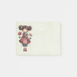 Girl with A Frog Doll Cute Whimsical Post-it Notes