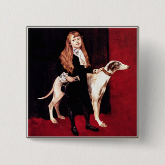 Girl With a Greyhound 15 Cm Square Badge