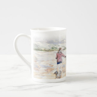 Girl with a horse on a beach bone china mug