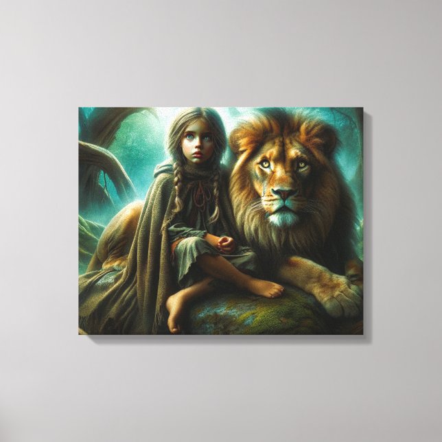 Girl with a Lion Canvas Print (Front)