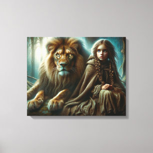 Girl with a Lion Canvas Print