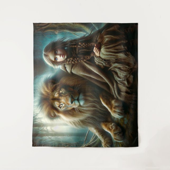 Girl with a Lion Tapestry (Front)