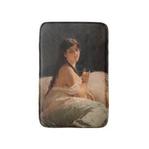 Girl with a Medallion (by Gerolamo Induno) Bath Mat