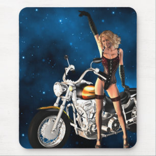 Girl with a motorbike mouse mat