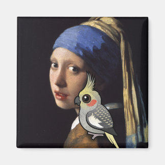 Girl with a Pearl Cockatiel Magnet