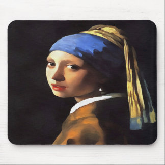 Girl with a Pearl Earring After Johannes Vermeer Mouse Mat