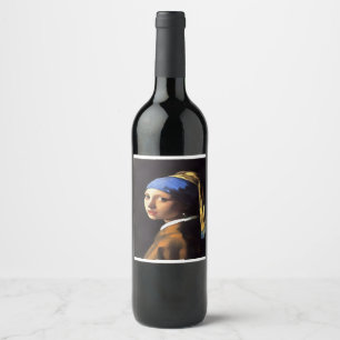 Girl with a Pearl Earring After Johannes Vermeer Wine Label