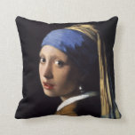Girl with a pearl earring art cushion<br><div class="desc">Girl with a pearl earring art cushion. Artwork by Johannes Vermeer.
Beautiful art for your sofa</div>