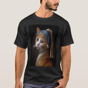 Girl With a Pearl Earring as a Ginger Cat T-Shirt