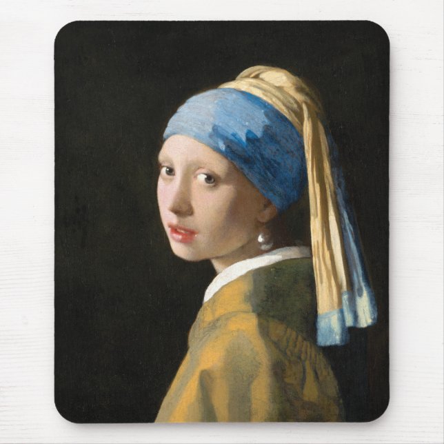 Girl with a Pearl Earring by Johannes Vermeer Mouse Mat (Front)