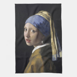 Girl with a Pearl Earring by Johannes Vermeer Tea Towel