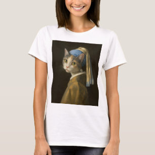 Girl with a Pearl Earring Cat T-Shirt