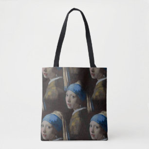 Girl With a Pearl Earring Cross Stitch Replica Art Tote Bag