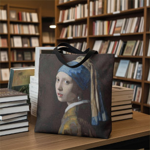 Girl With a Pearl Earring Crossed Stitch Replica Tote Bag