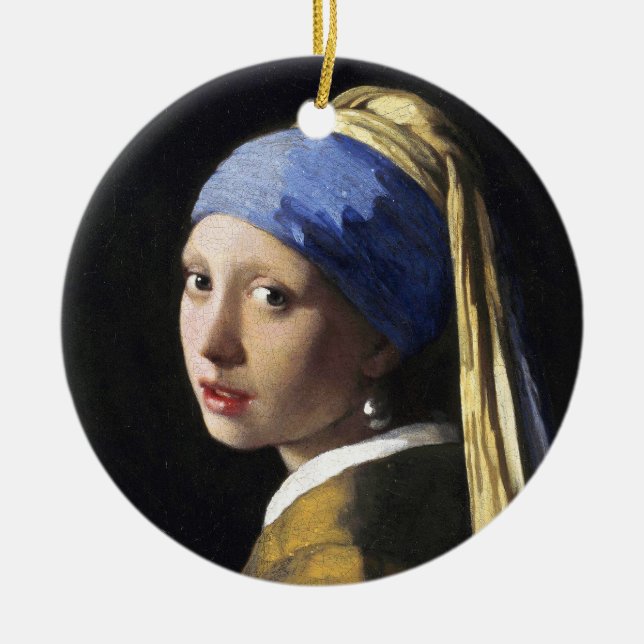 Girl with a Pearl Earring, Jan Vermeer Ceramic Tree Decoration (Front)