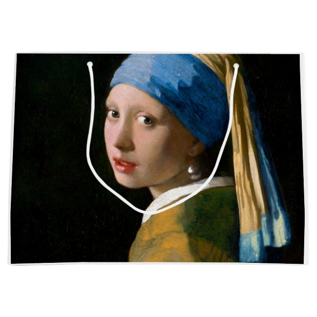 Girl with a Pearl Earring, Johannes Vermeer, 1665 Large Gift Bag (Front)