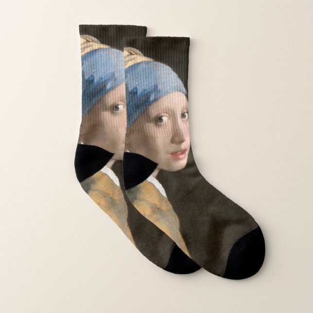 Girl with a Pearl Earring-Johannes Vermeer Art  Socks (Pair)