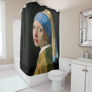 Girl with a Pearl Earring, Johannes Vermeer Shower Curtain
