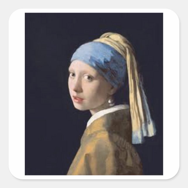 Girl with a pearl earring - Johannes Vermeer Square Sticker (Front)