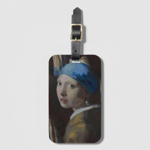 Girl With a Pearl Earring Painting Crochet Replica Luggage Tag