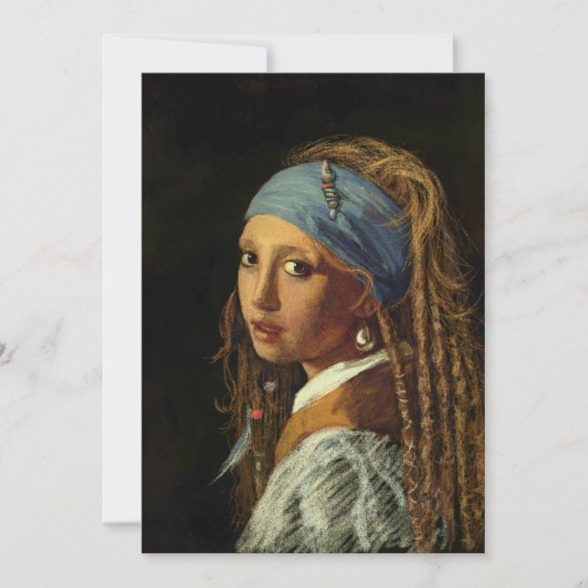 Girl with a pearl earring parody holiday card (Front)